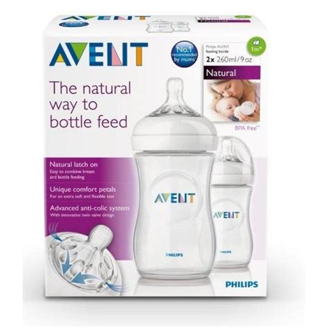 Philips AVENT Natural 260ml 9oz 2pcs/pack Feeding Bottles.